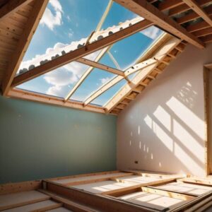 Bezproblemowa konstrukcja ściany gipsowej przy oknie dachowym