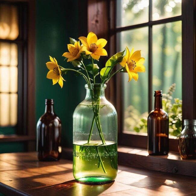 Dekoracyjne przedmioty z butelek