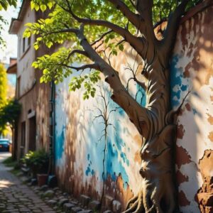 Drzewo na ścianie dekoracja DIY