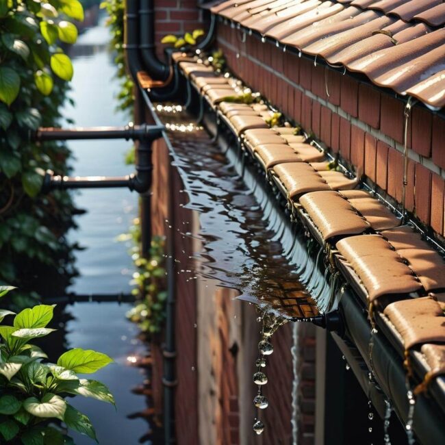 Odprowadzanie deszczówki z rynny na taras