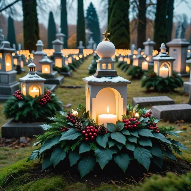 Stroiki z światłem na cmentarz